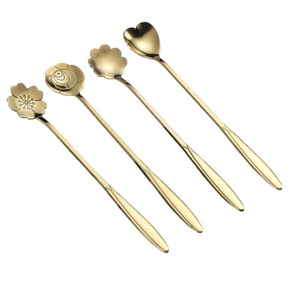 Couverts de table à manger en acier inoxydable plaqué or Couverts élégants en miroir sur mesure Poignée décorative - Product Image 1