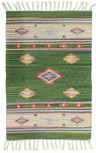 Handmade Plush Modern Floral Cotton <b>Rug</b> with Reversible Backing Machine Washable Customizable Thickness for Home Travel & Picnic - Product Image 4