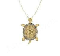 Nouvelle Breloque Tortue en Argent Sterling 925 Plaqué Or 26mm, Sertie de Pierres, Couleur Personnalisée, Haute Qualité, Vente en Gros, Fourniture de Bijoux