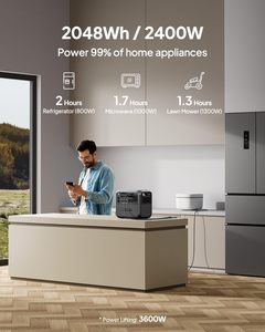 Générateur solaire AC200L avec panneau de 200W, station d'alimentation portable LFP de 2048Wh, avec 4 sorties AC 2400W (3600W de puissance), chargeur de voiture DC-DC 560W - Product Image 2