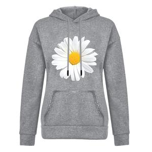 Sudadera con capucha con estampado completo de moda para mujer, Sudadera de manga larga con capucha con cordón, tela de mezcla de algodón suave - Product Image 4