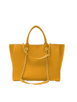 Tas Tote PU Kuning Dengan Tali Rantai Warna Solid Fashion Penggunaan Sehari-hari Semua Musim Tas Tangan Wanita Grosir Katun Modis Bergaya
