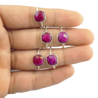 Bagues en pierre précieuse en forme de coussin rubis, bagues en pierre à facettes réglables en argent Sterling 925 pour bijoux à la mode