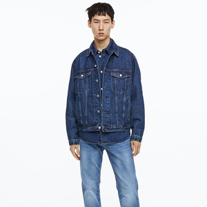 Veste en jean 100% coton enduite personnalisée avec col montant et logo avant pour marque privée d'automne et logo personnalisé - Product Image 3