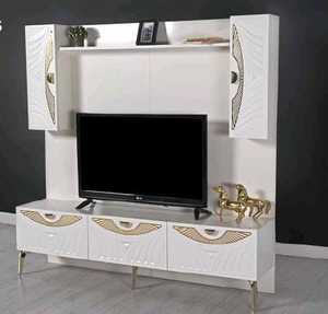 Meuble TV en bois de luxe contemporain Table en verre Mobilier élégant pour bureau à domicile Salon Salle à manger Style fermier - Product Image 6