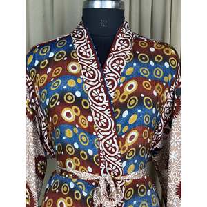 Recycled Silk Sari Women's Boho Chic Vintage <b>Beach</b> Cover Dress <b>Robe</b> for Resort Wear Gypsy House Kimono for Lounge Swimsuit - Product Image 2