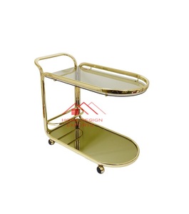 High Quality Wedding Party Drink Trolley Glass Top Rose Gold Frame Drink Cart New Design Light Luxury <b>Rolling</b> Cart - Product Image 6