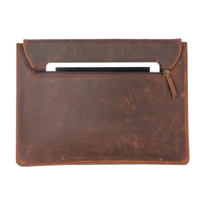 Housse pour ordinateur portable en cuir véritable personnalisée de haute qualité, nouvelle, pliable, imperméable, avec de nombreuses poches, en feutre premium, matériau durable - Product Image 1