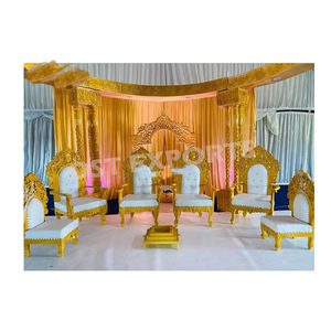 Nouveau design de chaises de mariage à dossier haut pour la scène de mariage Chaise de trône de style maharaja pour mariage Ensemble de chaises de marié pour mariage indien - Product Image 5