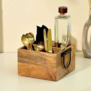 Modern Standing Type Wooden Cutlery Organizer <b>Kitchen</b> <b>Utensil</b> <b>Holder</b> Flatware Storage Box Spoon Fork Knife Stand - Product Image 1