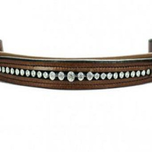 Hecho de cuero de sillín grueso de alta calidad, banda para cejas de caballo, diseño personalizado, canal vacío con incrustaciones de cristales plateados con purpurina, cadena ostentosa - Product Image 5