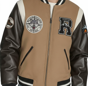 <b>Mens</b> Letterman <b>Varsity</b> <b>Bomber</b> <b>Jacket</b> with Patches Classic Embroidered College Style High Street Stand Collar - Product Image 6