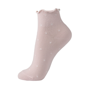 Chaussettes de cheville en coton écologiques pour femmes - Motif à pois Couleur pastel Design à volants Chaussettes quotidiennes coréennes - Kikiya - Product Image 4