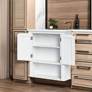 Armoire de cuisine moderne à deux portes en chêne massif, mur blanc Solution de rangement pour salle de bain - Product Image 4