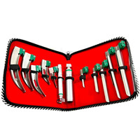 Adult Pediatric Stainless Steel Fiber Optic Flexible Laryngoscope Set 00-5 Size Macintosh Miller Blade Manual Power Source Metal