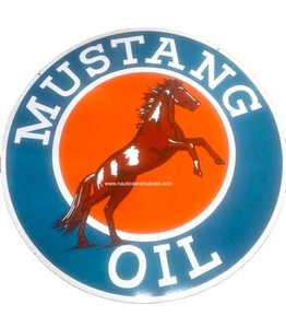Para Mustang Texaco Vintage Signs Hierro Gasolina-Esmalte vítreo Artesanía de metal Pantalla de seda pintada profesionalmente Experto hecho a mano - Product Image 1