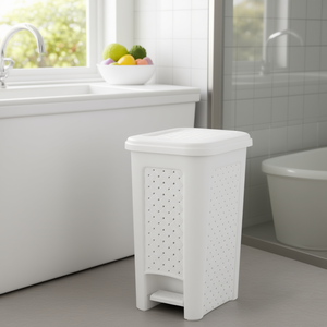Arianna Pedal <b>Bin</b> 8L White Plastic Waste <b>Bin</b> <b>With</b> <b>Lid</b> And Step For Kitchen Bathroom Use - Product Image 3