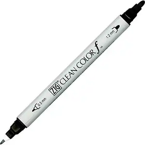[·库雷图] 库雷图Zig双尖记号笔清洁颜色F，黑色 (TCS-6000T-010) (5支) 钢笔墨笔漫画笔