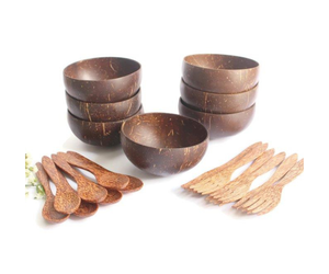Fourchette et cuillère à noix de coco en bois biologique pour bol à noix de coco Cuillère à couverts Ensembles utiles pour ustensiles de cuisine fabriqués au Vietnam - Product Image 1