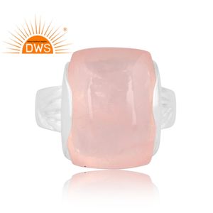 Hot Selling Fine Sterling Silver Natural Rose Quartz Gemstone <b>Statement</b> <b>Ring</b> Custom Jewelry For Women Gift For Her - Product Image 1
