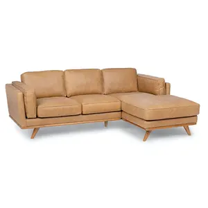 客厅家具棕色现代设计真皮沙发沙发世纪中叶现代皮革左右截面l形沙发