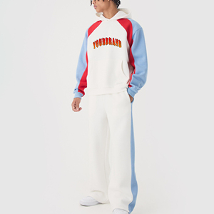 100% Cotton Vintage Solid Sportswear Tracksuit Wholesale Custom for <b>Men</b> Oversized <b>Hoodie</b> and Baggy Pants Sweatsuits - Product Image 1