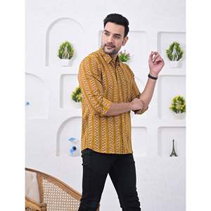 Chemise pour homme, 100% coton, imprimée avec des motifs floraux à pois, décontractée, manches longues, options de tissu popeline Oxford, fabrication ODM/OEM - Product Image 3