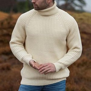 Vente en gros sur mesure sweat à col roulé pour hommes col roulé pull en tricot côtelé sweat à manches longues décontracté basique polos - Product Image 2