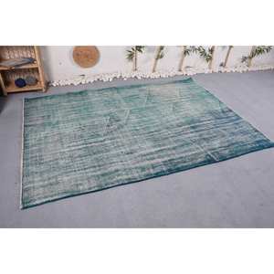 Tapis Moderne Bleu Vert 5.7X8.1 pieds en Laine Vintage Style Turc Tabriz Grand Couloir Rectangle Design pour Entrée pour Adolescents - Product Image 3