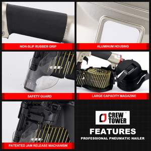 Pistola Neumática de Alta Velocidad para Clavos en Rollo, para Trabajos de Carpintería y Construcción, para Tareas Pesadas, Hecha de Aluminio Resistente - Product Image 2