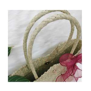 Natural Style Water Hyacinth Half Moon Shape Zipper Closure Double Handle Lady Tote <b>Beach</b> <b>Bag</b> for <b>Women</b> Outdoor - Product Image 6