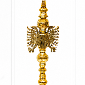 Cachimba albanesa de lujo, de alta calidad, de latón macizo pesado, con acabado lacado en oro, decorativa, única, de simulación egipcia, tipo recto. - Product Image 3