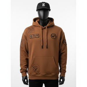 Sudadera con Capucha para Hombre, Algodón, Poliéster, Felpa, 320 GSM, Color Marrón Suave, Logotipo Personalizado con Transferencia de Calor de Silicona, Sudaderas Básicas para Hombre - Product Image 6