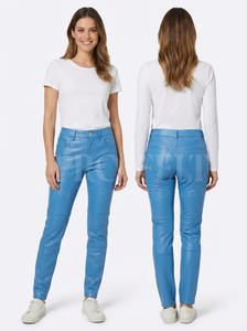 Pantalones de Cuero Personalizados, Corte Recto, Cinco Bolsillos, Costura Simple, Trabillas para Cinturón, Botones Delanteros, Estilo Clásico y Moderno - Product Image 3