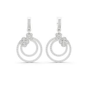 Pendientes Colgantes Redondos de Moissanita con Diseño Floral, Plata de Ley 925, 188 Piedras, Pavé Concéntrico, para Mujer, Novia - Product Image 2