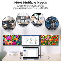 Moniteur portable pliable triple Eimio 15,6 pouces, Plug & Play, moniteur de voyage professionnel, écran IPS quadruple, extension d'écran pour ordinateur portable Type-C