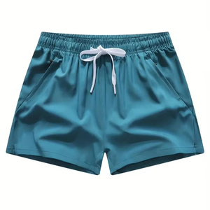 Pantalones cortos de microfibra negros de alta calidad para hombre con cierre de cordón con logotipo personalizado de tela de malla-Street Swear Brand Casual Plain Style - Product Image 1