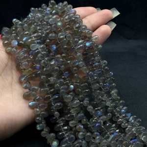 Natural Labradorite Faceted Teardrop Shape Gemstone <b>Beads</b> Strands 4-9mm <b>Loose</b> <b>Beads</b> For Jewelry Making Wholesale Bulk Factory - Product Image 3
