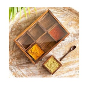 Caja de Especias de Madera Natural de Alta Calidad con Tapa de Vidrio Transparente, Precio Económico, Suministro de Fábrica para Especias Secas, Condimentos y Presentación - Product Image 1