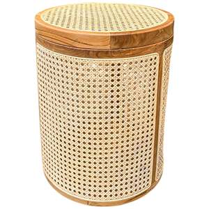 ตะกร้าผ้าไม้หวายทรงกลมโยคะ - Product Image 1