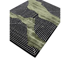 Alfombra Kilim Abstracta Adrift Gris y Negra, Tejida a Mano con Lana y Viscosa, Tejido Plano para el Hogar y el Pasillo, Tra-15222 - Product Image 2