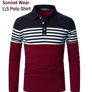 Y \ D Polo de manga larga de alta calidad para hombre 100% algodón - Product Image 3