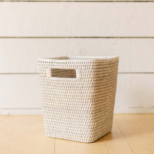 TienPhong Wholesale Rattan <b>Square</b> Waste <b>Bin</b> with Inset Handles - Handwoven Trash Can for Bathroom & Office - Product Image 2