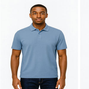 Camisa de Hombre de Jersey Sólido con Botones, Cuello Elegante, Manga Corta, Ligera, Transpirable y Suave - Product Image 1