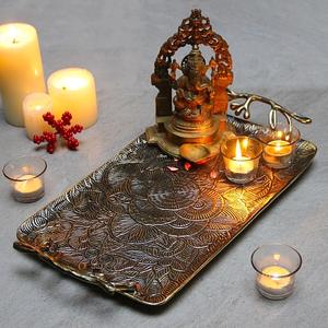 ถาดเสิร์ฟพร้อมสลักลายแมนดาลาอลูมิเนียมหรูหราทันสมัยของตกแต่งบ้านงานคริสต์มาสงานแต่งงานของขวัญวันขอบคุณพระเจ้า - Product Image 4