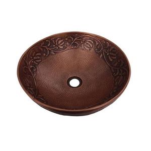 Évier de cuisine de forme ronde de taille personnalisée en cuivre martelé de nouvelle conception pour fournisseur en gros - Product Image 1