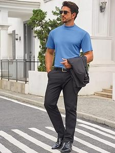 Camisetas de gran tamaño para hombre, camisetas en blanco de cuello simulado personalizadas de media manga de Color sólido pesado de lujo, camisetas transpirables de gran oferta OEM - Product Image 2