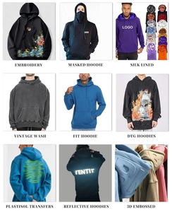 Sweat à capuche déchiré et lavé à l'acide avec logo personnalisé pour hommes, vêtements de ville surdimensionnés et lourds pour l'hiver, style Hip Hop teint en couleur unie - Product Image 4