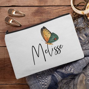 Personalized Eco-Friendly Zipper Closure <b>Makeup</b> <b>Case</b> Large Capacity Butterfly Cosmetic Bag Grandmother and Mother's Day Gift - Product Image 1