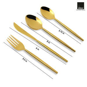 Fourchette de luxe MAKREY en acier inoxydable haut de gamme, motif ovale minimaliste, finition dorée brillante, compatible lave-vaisselle - Product Image 2